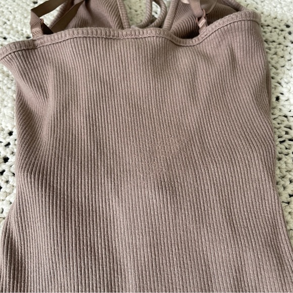 Junie Clothing Ribbed Halter Racerback Cutout Mini Dress Brown (Medium) - Picture 8 of 8